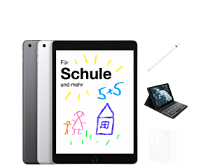 Pro School-Bundle: Apple iPad 9 (10,2") Wi-Fi + Apple Pencil + Schutzhülle (Tastatur) + Panzerglas – inkl. Geräteregistrierung (DEP)
